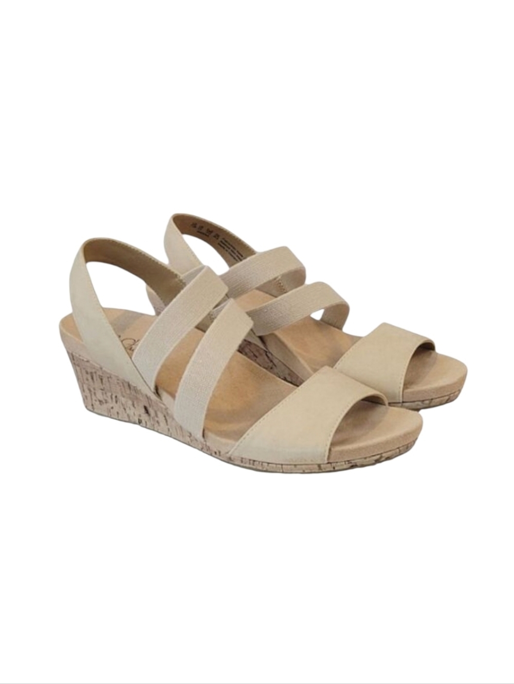 Life Sride Marina Bone Comfort Footbed Strappy Slip-on Wedge Sandals Size 7.5W
